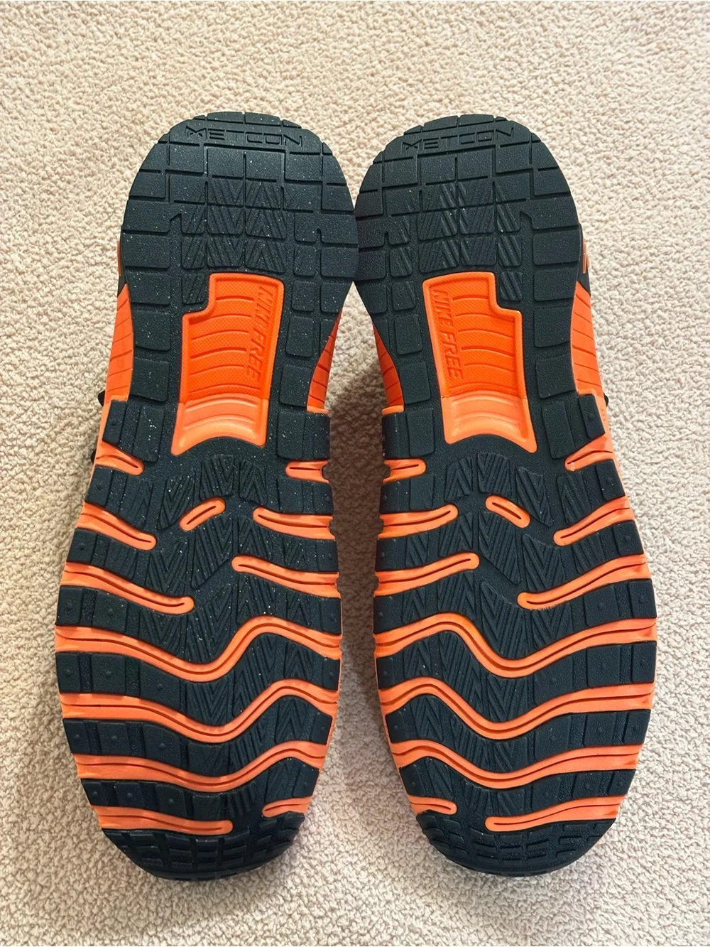 Nike Men’s Black and Bright Orange Training Sneakers